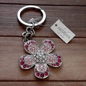 Alexander Kalifano Las Vegas Pink Daisy Bling Keychain Ring Gift Idea
